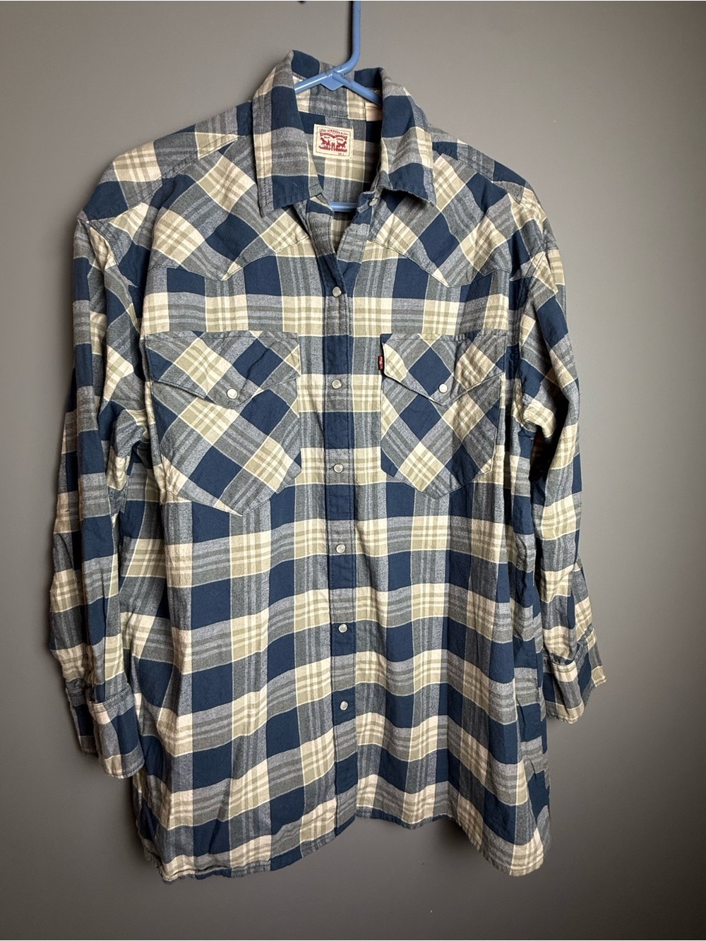 Levi's Classic  Western Standard Fit Pearl Snap Flannel Shirt Mens Sz S